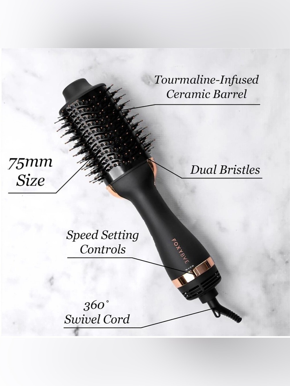 FOXYBAE Rose Gold Blowout Dryer Brush Pro, NWT - Picture 1 of 7